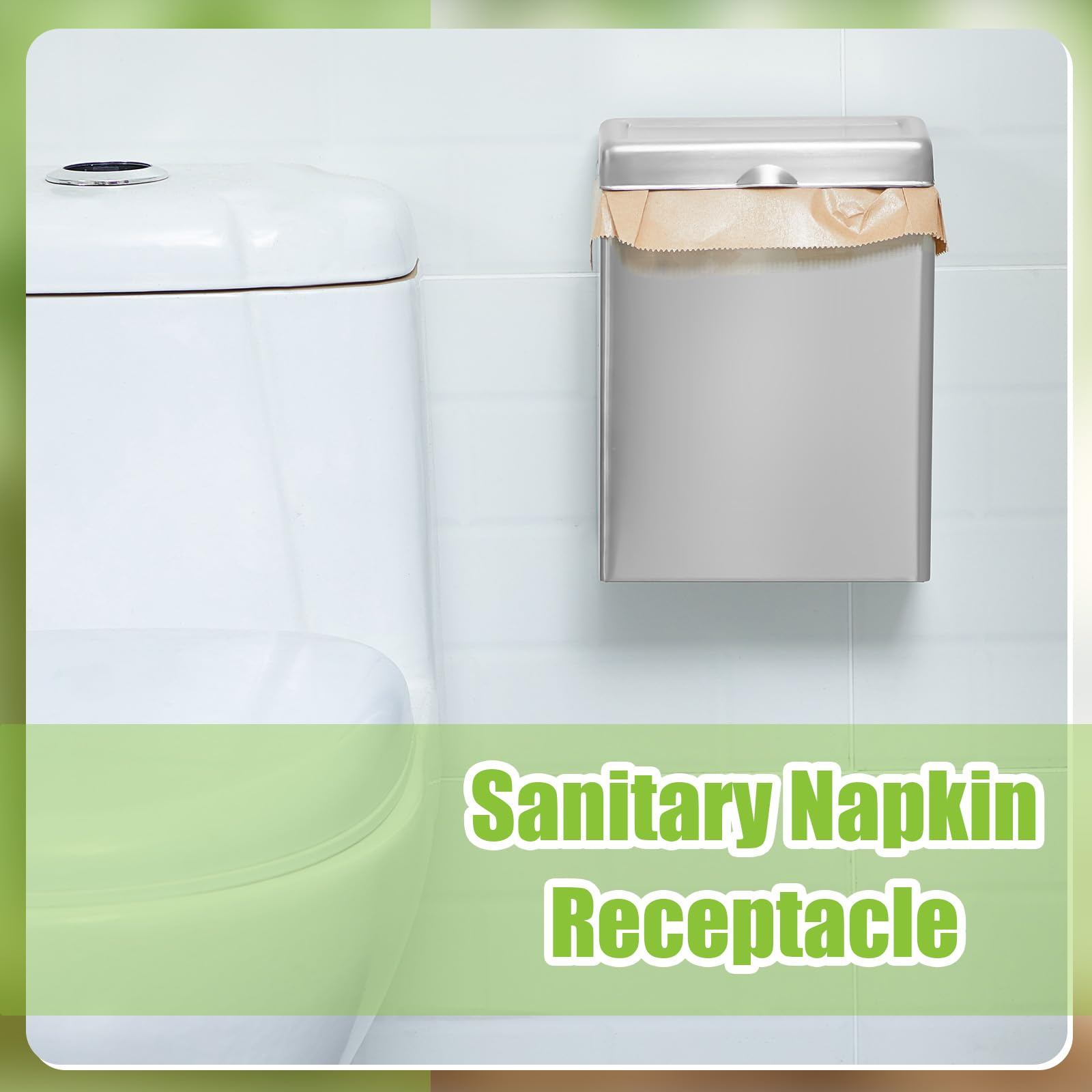 1 Pcs Sanitary Napkin Receptacle with 100 Feminine Hygiene Liner Bag