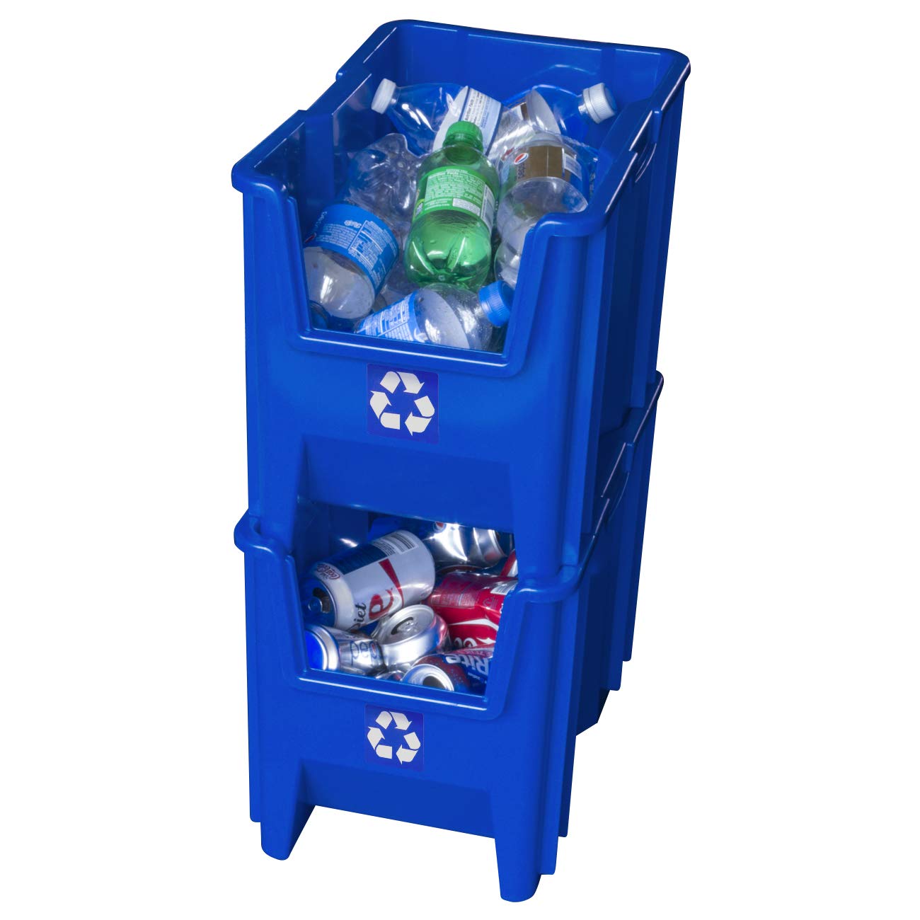 ReadySpace Commercial Stackable Open-Front Recycling Bin Box Containers, 7/12.5 Gallon, 3 Pack / 4 Pack
