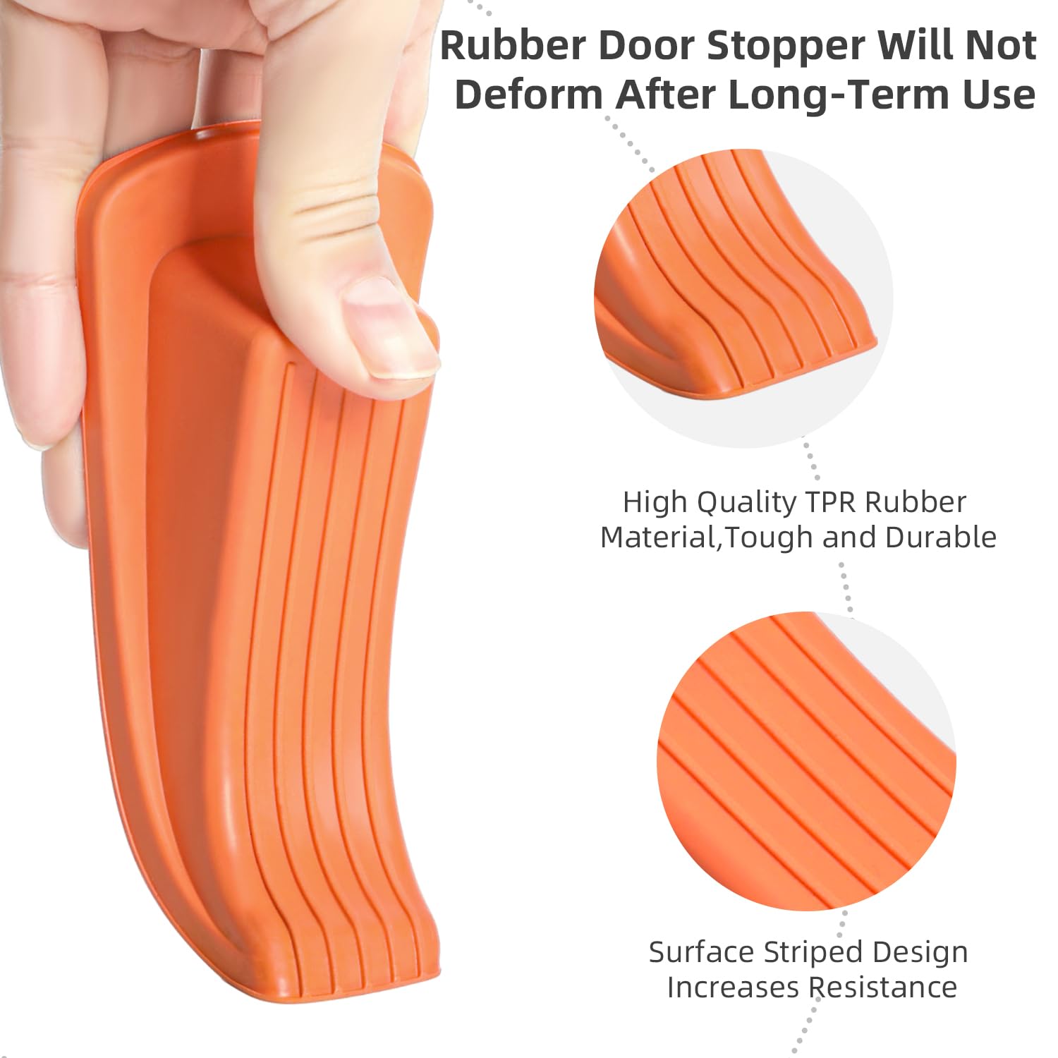 Door Stoppers, 4 Pack Premium Rubber Stoppers Wedge