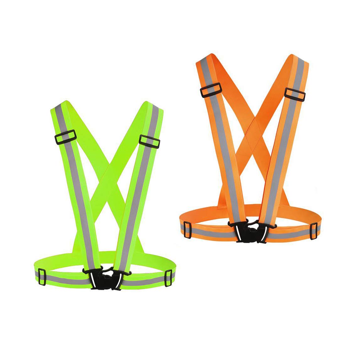[2 Packs] Hi-Vis Adjustable Safety Sash Belts with Reflective Straps