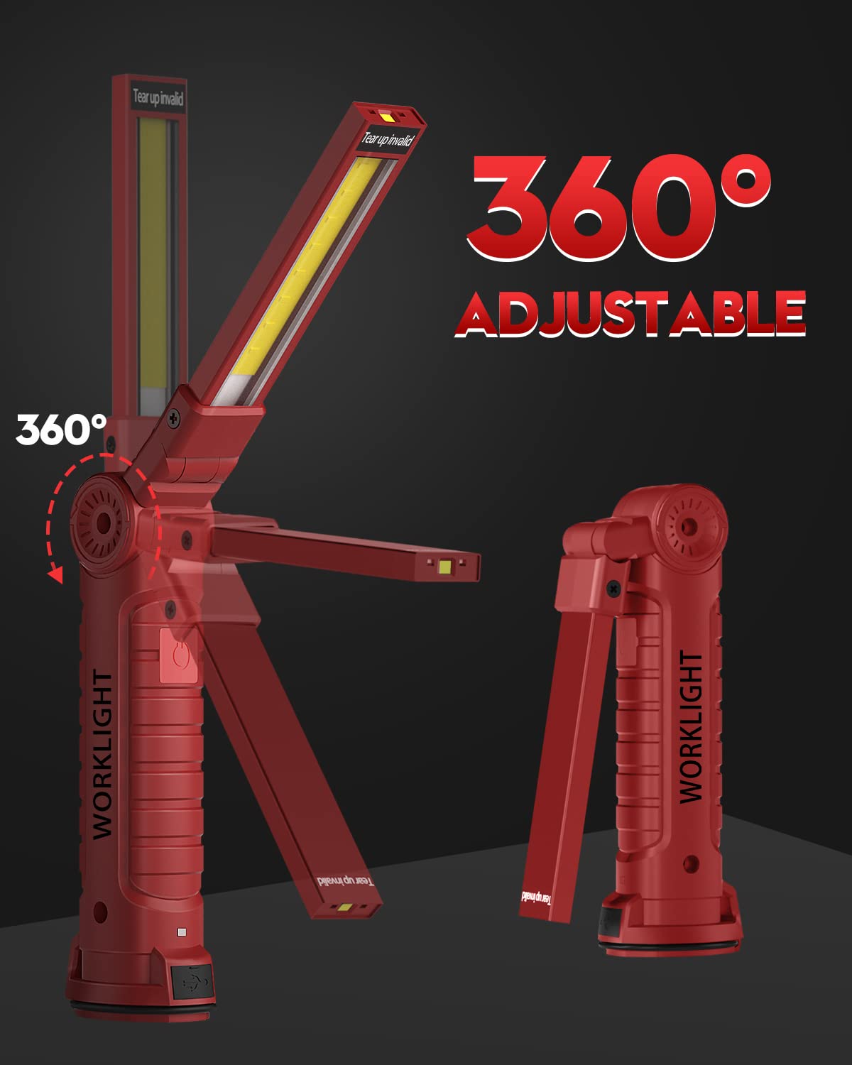 Rechargeable LED Work Light Grill Light with Magnetic Base 5 Modes 360° Rotate (2 or 4 Pack)