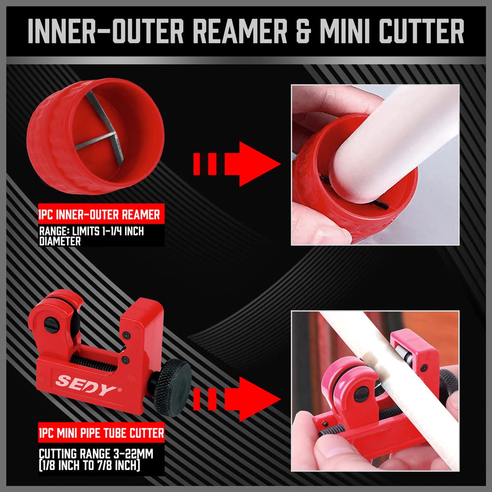 Ultimate Tube Cutter Set - Pipe Cutter 3/16"-2" OD, Mini Tube Cutter 1/8"-7/8", Deburring Tool