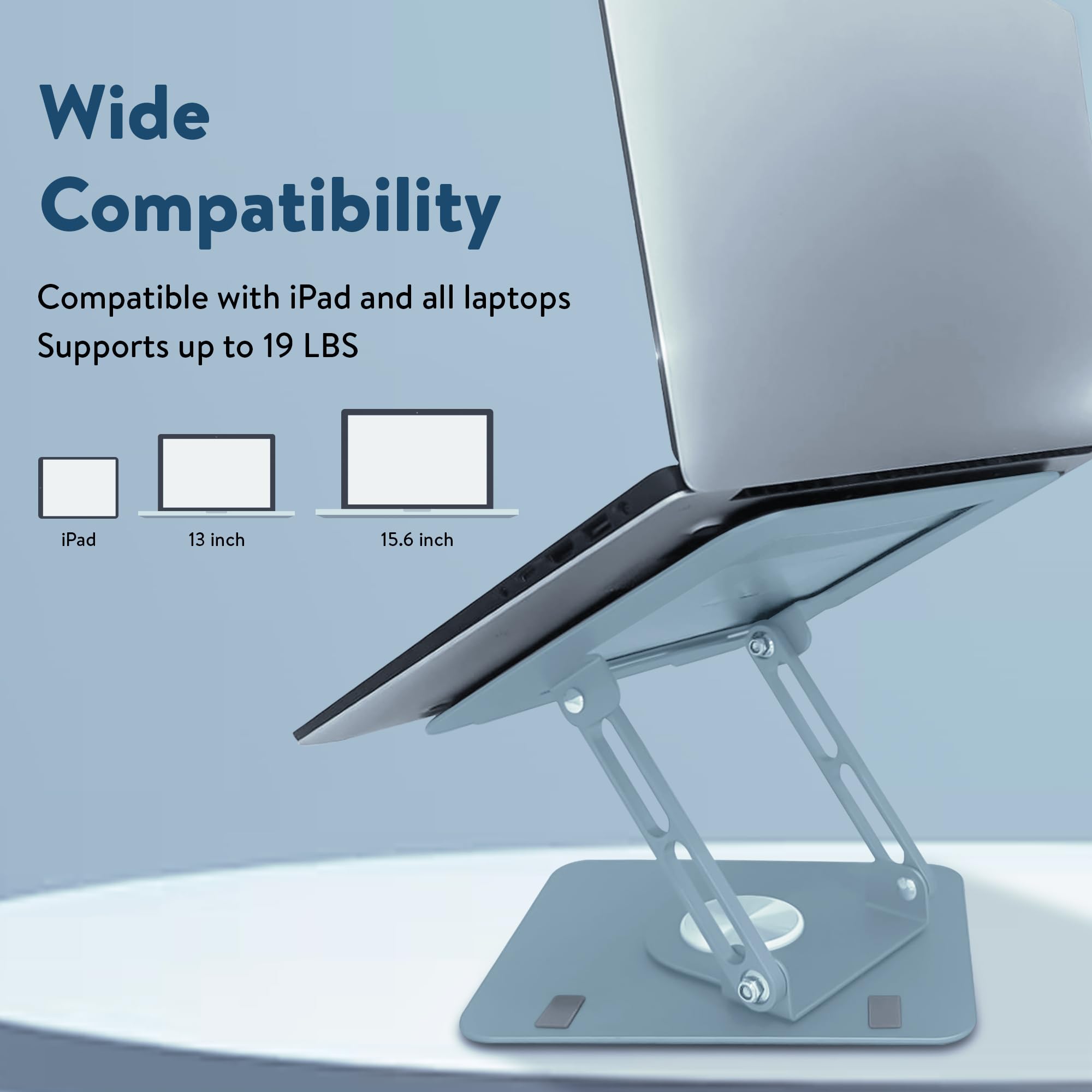 [1 PC] Swivel Laptop Stand for Desk, Adjustable-Raise, Tilt, Collapsible