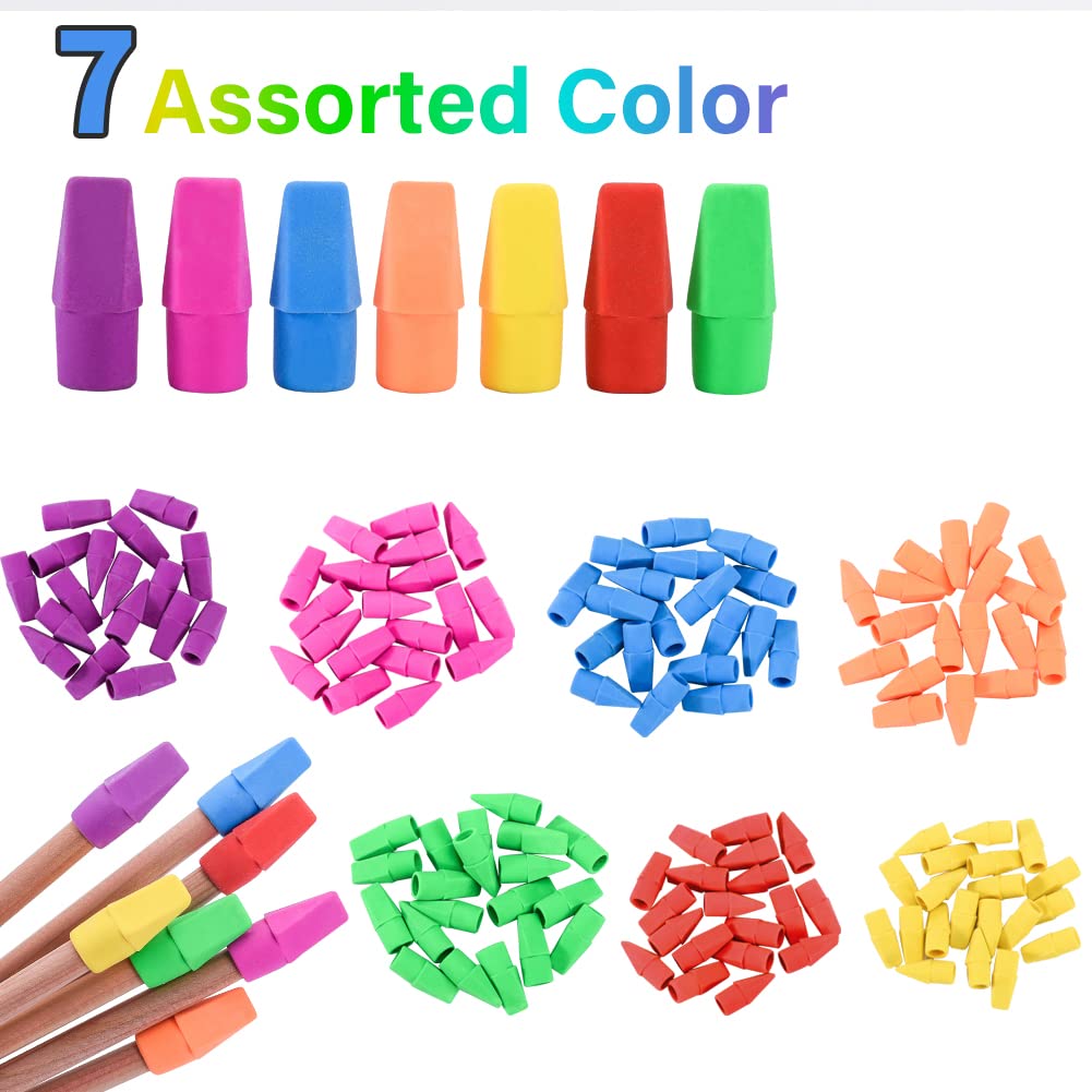 120 Pack Pencil Erasers, Pencil Top Erasers, 7 Colors