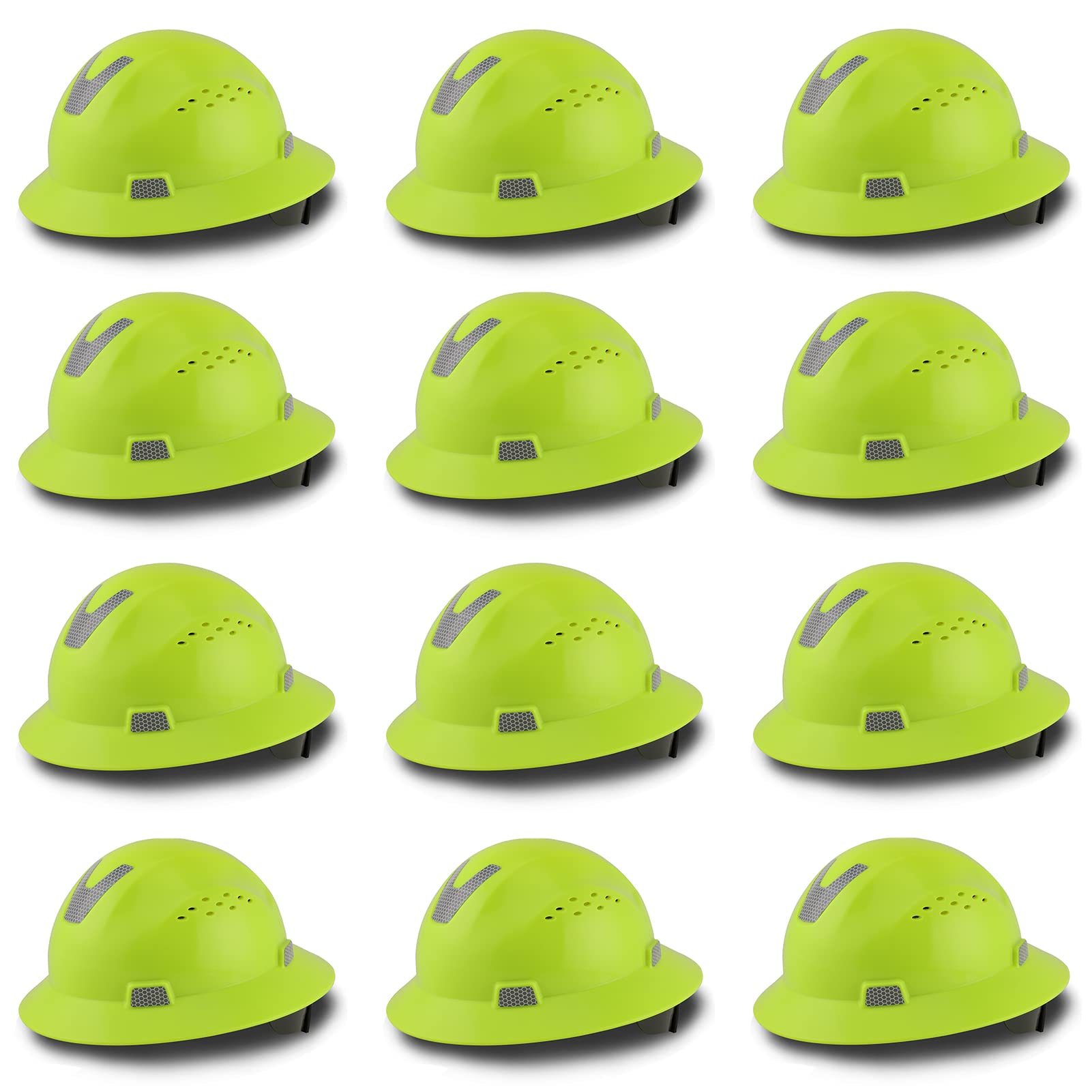 [1 / 12 Packs] Full Brim Hard Hat, ANSI Z89.1 Approved, OSHA Type 1 Class C