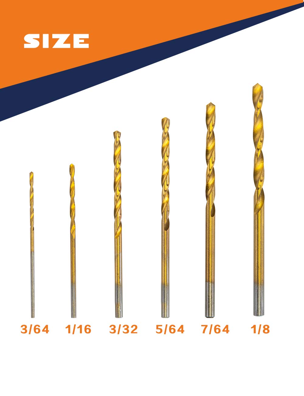 Mini Drill Bit Set 60 Pcs+12 Pcs Free High Speed Steel HSS Titanium Micro Drill Bits 3/64"-1/8"
