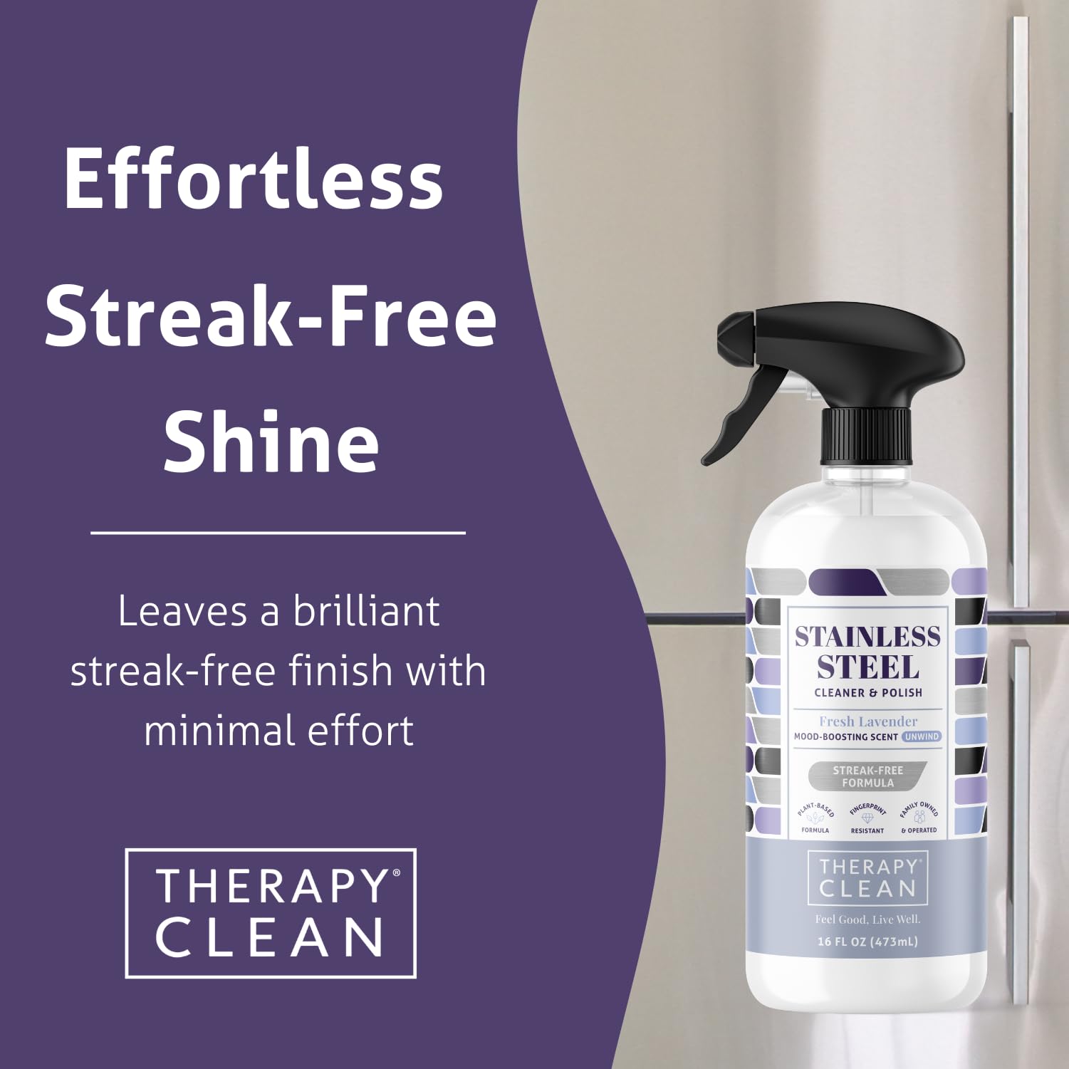 Therapy Stainless Steel Cleaner, Lavender Essential Oil Scent