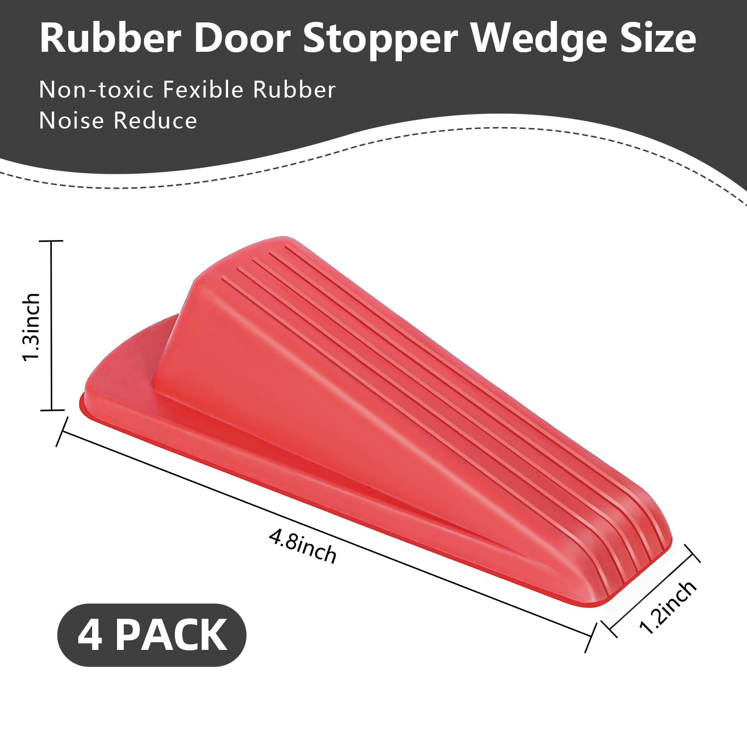 Door Stoppers, 4 Pack Premium Rubber Stoppers Wedge