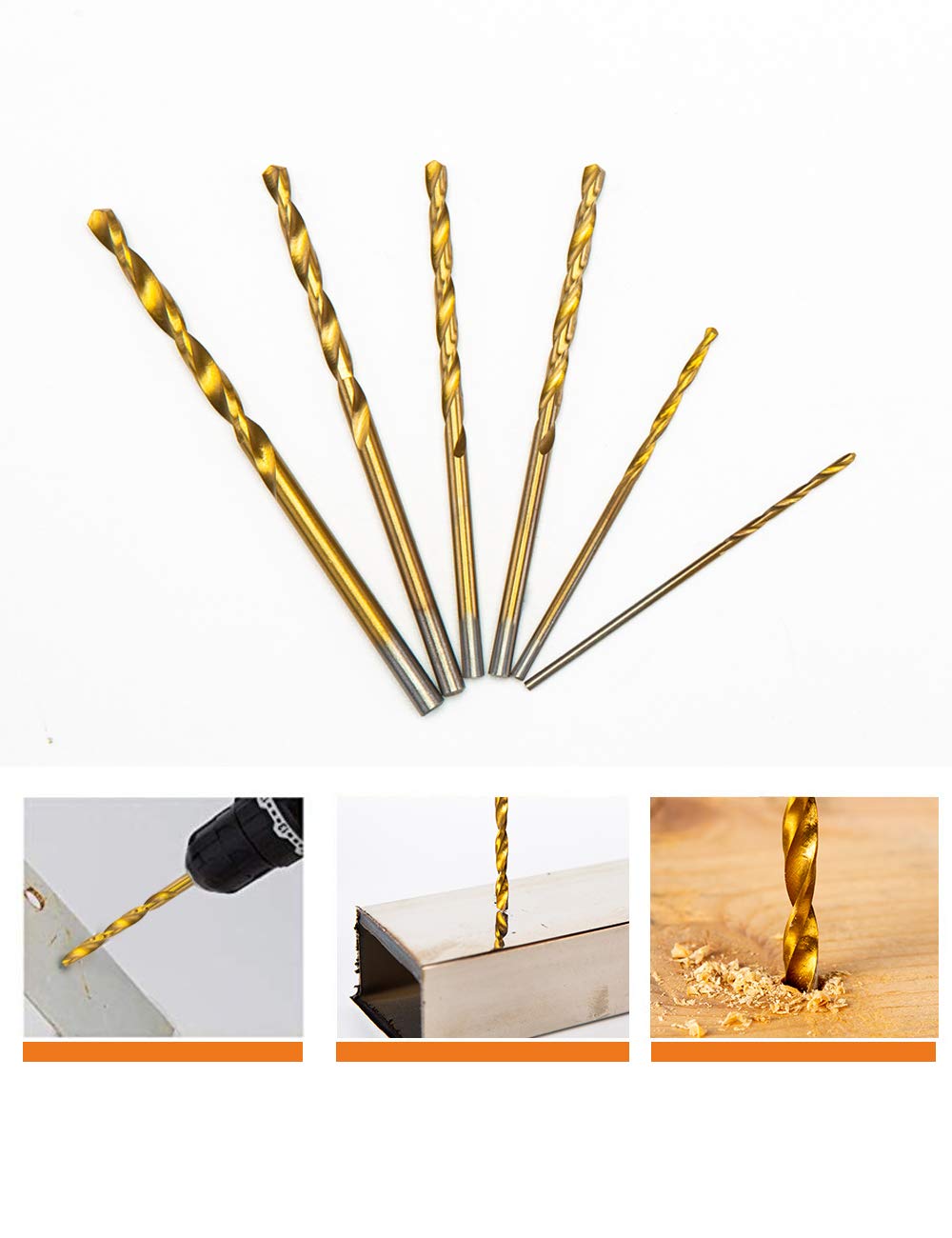 Mini Drill Bit Set 60 Pcs+12 Pcs Free High Speed Steel HSS Titanium Micro Drill Bits 3/64"-1/8"