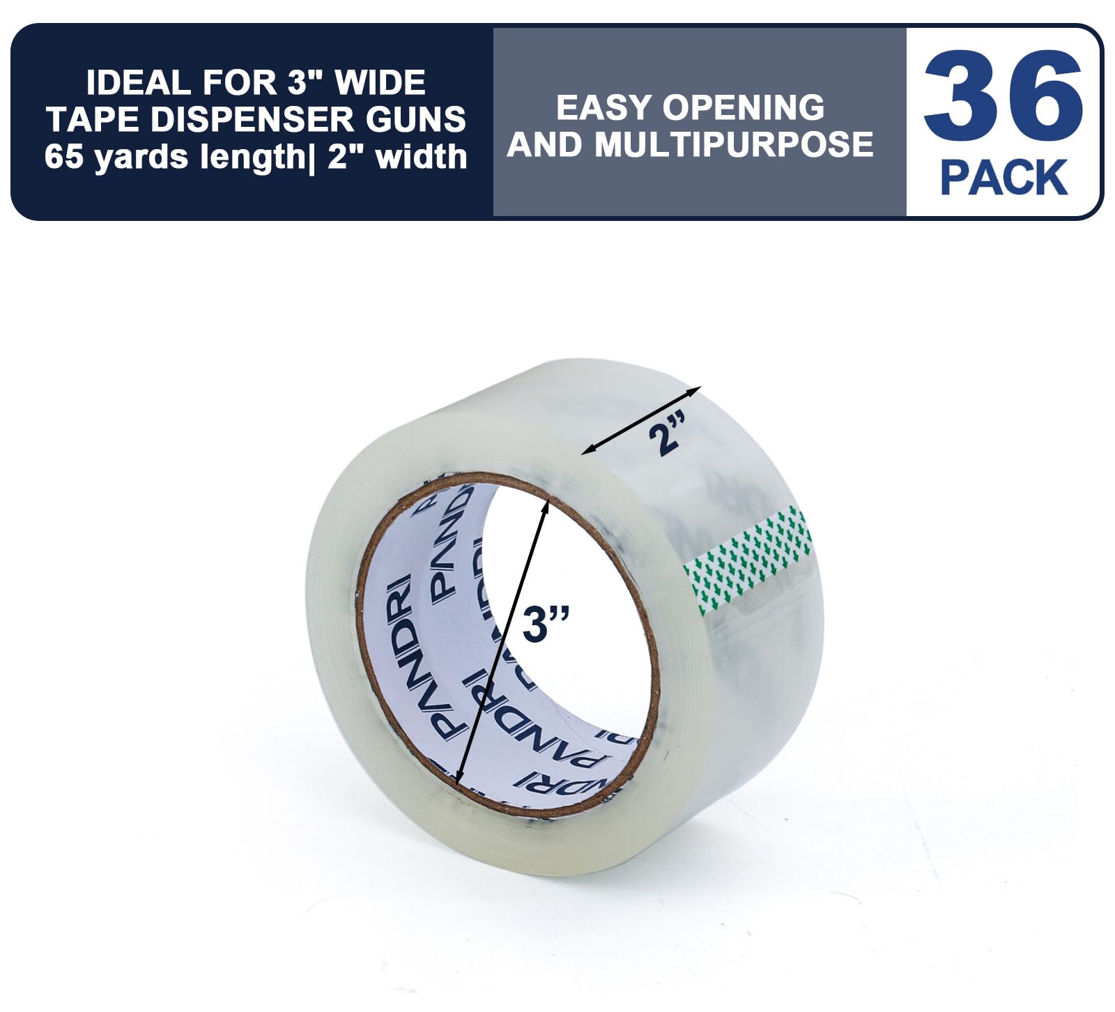 36 Rolls Heavy Duty Packaging Tape - 1.88 in & 2 in Wide, 65 Yards Per Roll, Total 2340 Yards