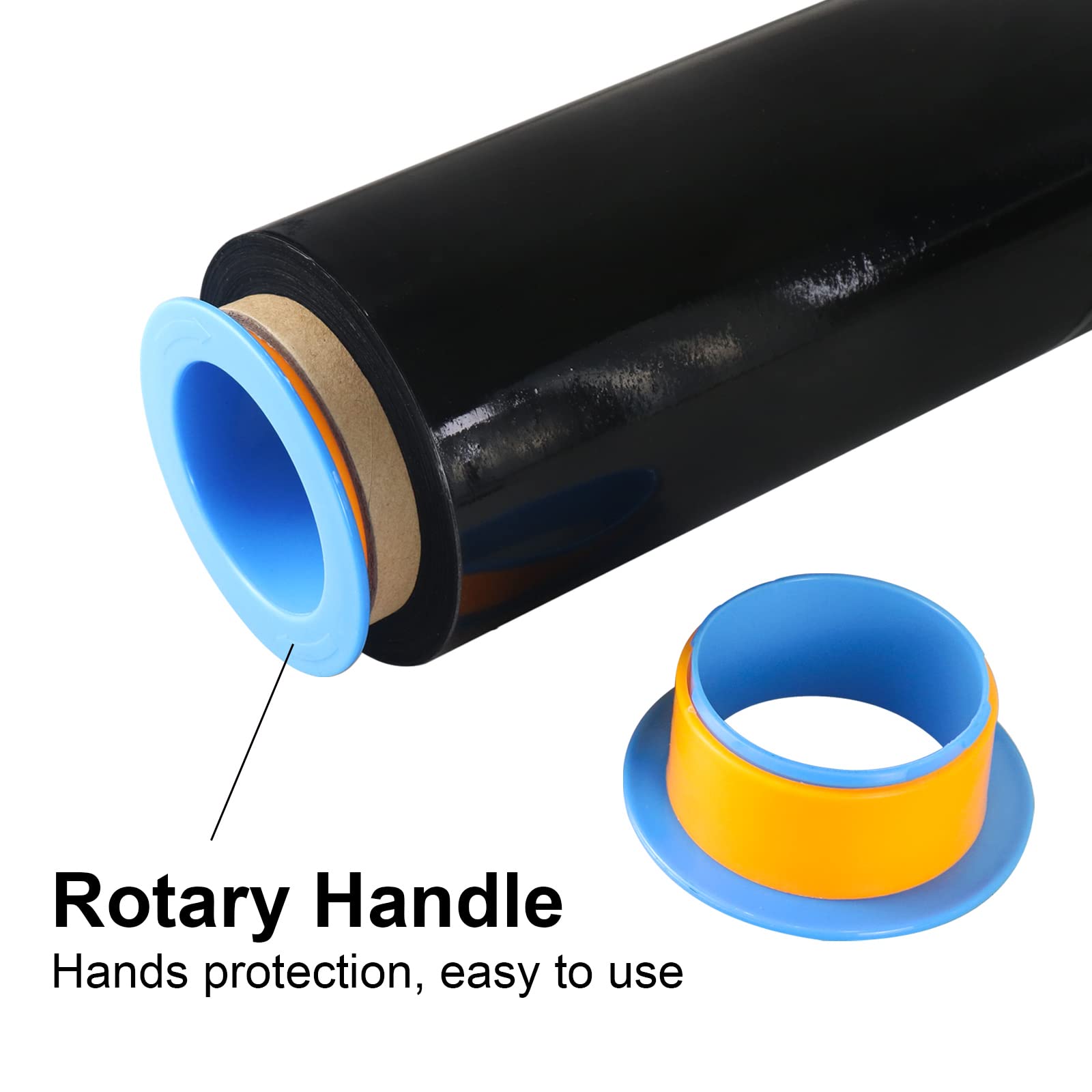 Black & Clear Stretch Wrap Industrial Strength with Plastic Handle 18" x 1000 Feet 80 Gauge 4 Pack