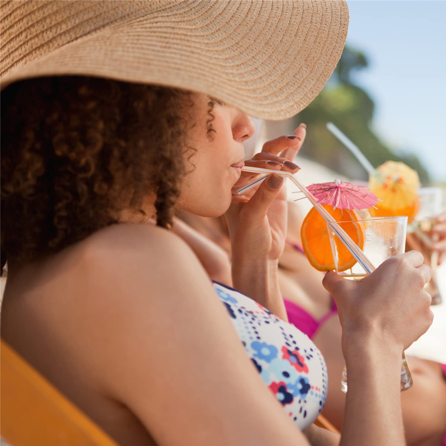 [500 CT] Striped Flexible Individually Wrapped Plastic Disposable Bendy Straws, 7.75" x 0.23"