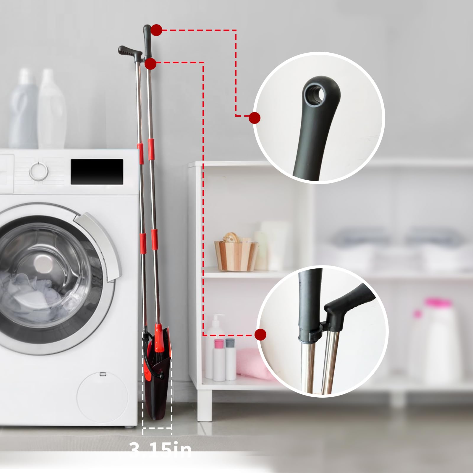 Broom and dustpan set(51" long), Adjustable length stainless steel broomstick