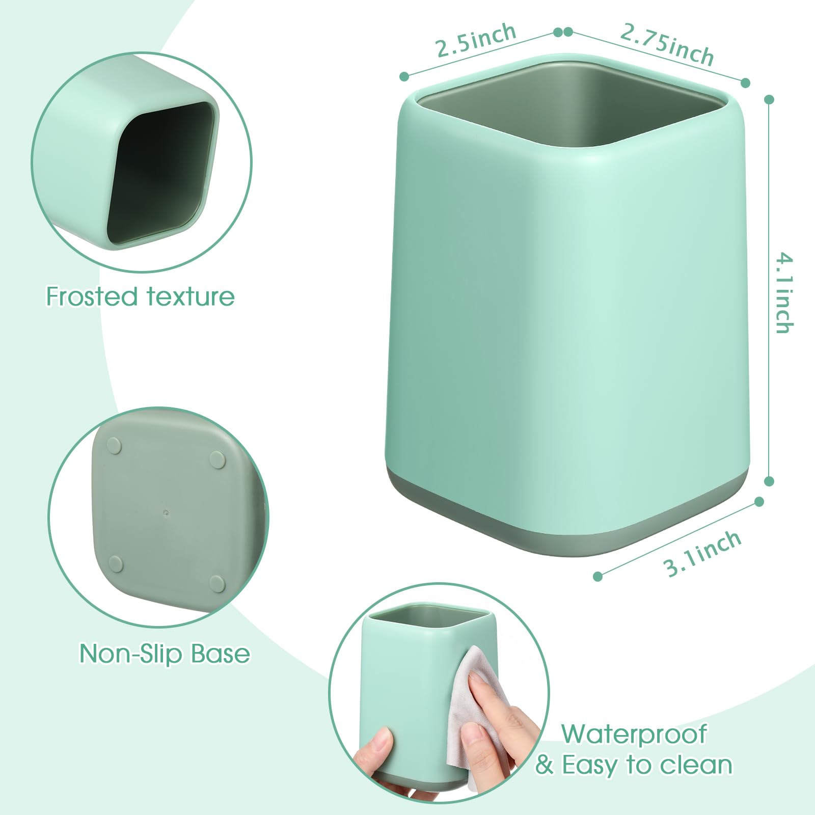 12 Pcs Pencil Holder for Desk, 4.1 x 2.95 x 2.75 Inch(White/Dark Blue/Light Green)