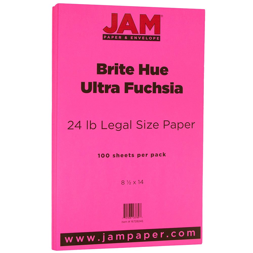 JAM PAPER Legal Colored 24lb Paper - 8.5 x 14 - Recycled - 100 Sheets/Pack