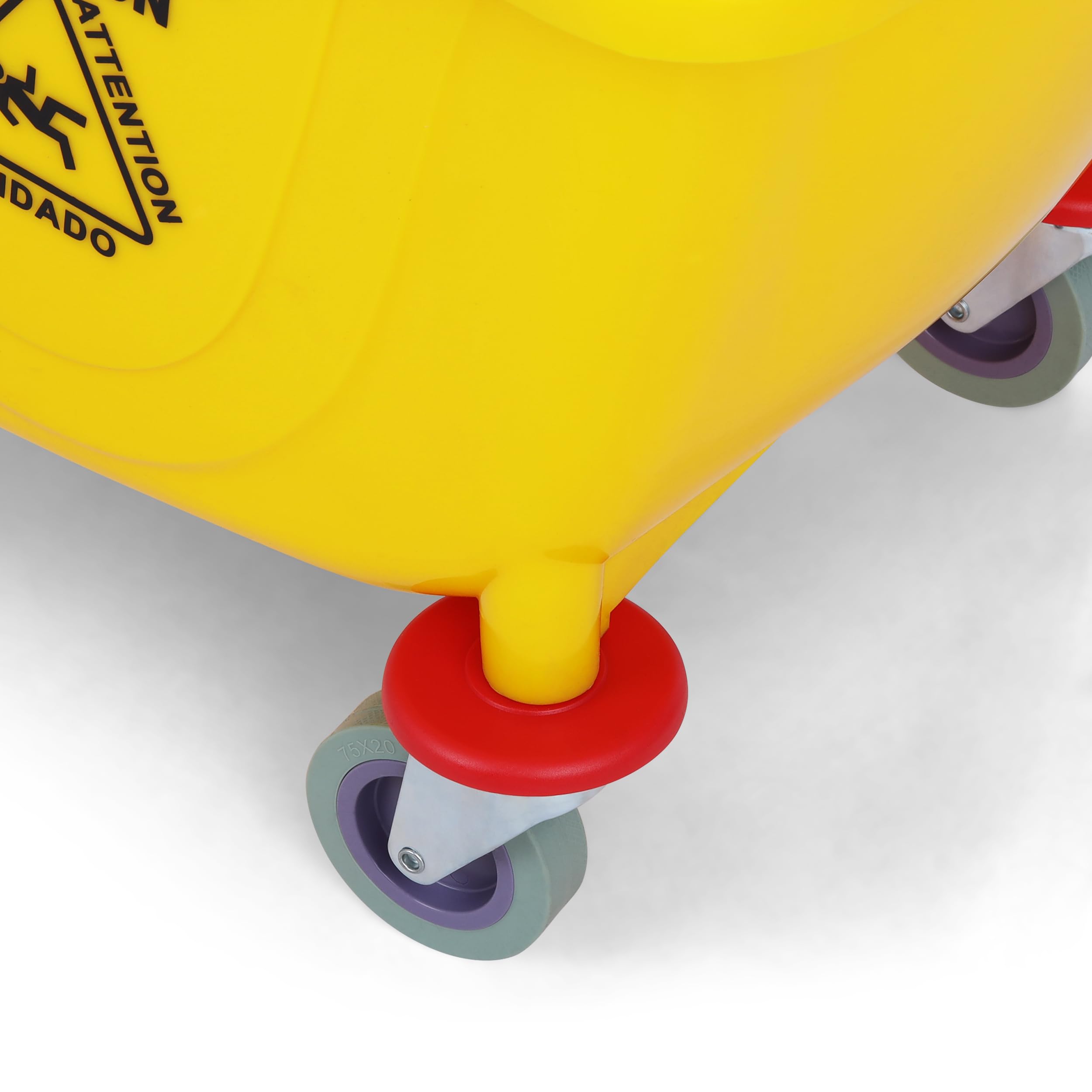 Side Press Wringer Combo Commercial Rectangular Mop Bucket on Wheels, 35-Quart, Yellow