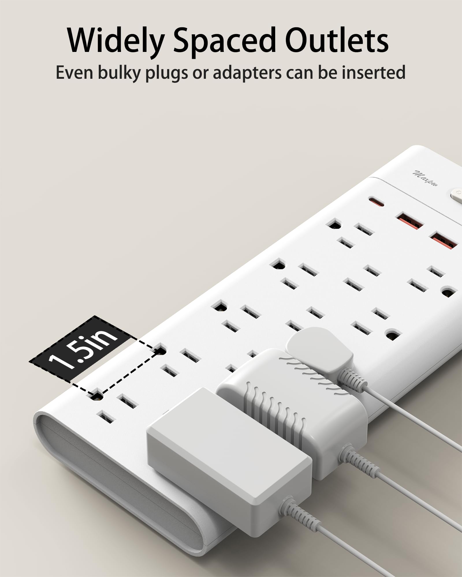 Power Strip Surge Protector Outlet Extender with 14 Outlets and 4 USB Ports (2 USB C), 6 Ft / 10 Ft / 15 Ft