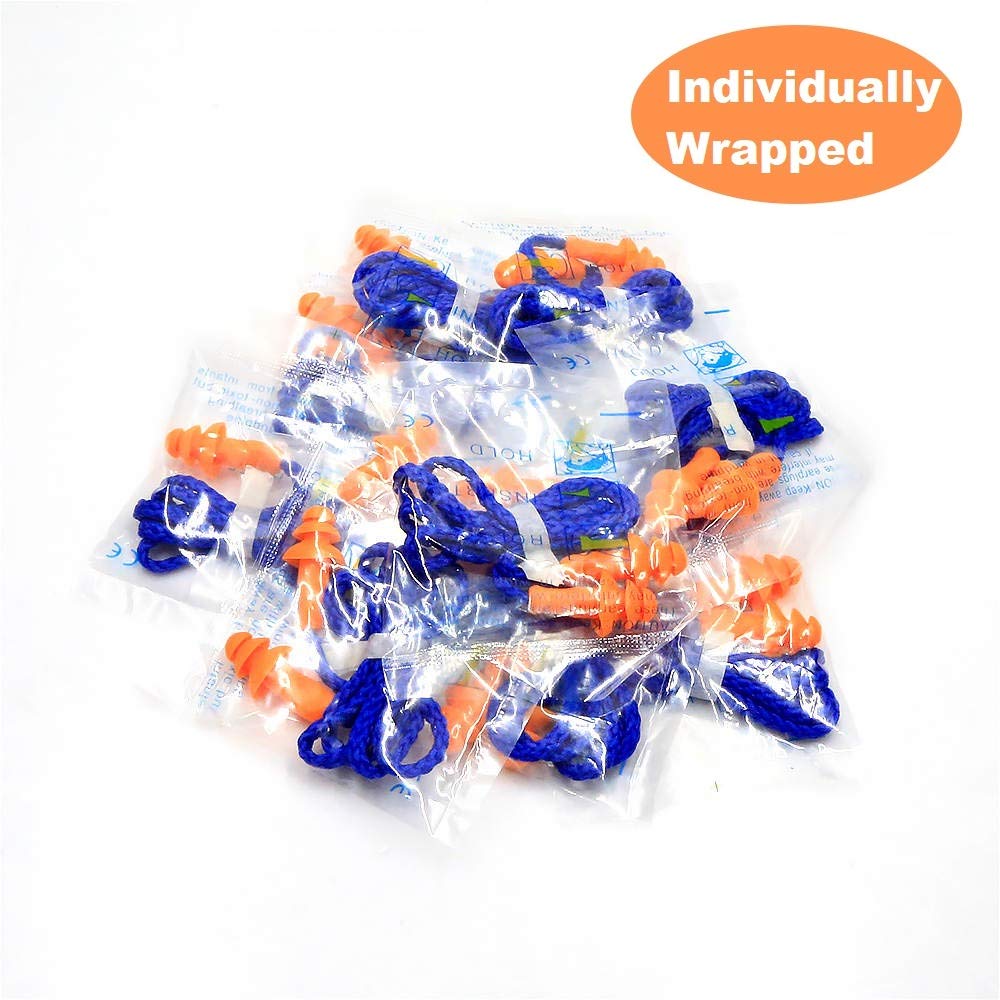 [10 / 50 Pairs] Corded Reusable Ear Plugs for Ear Protection