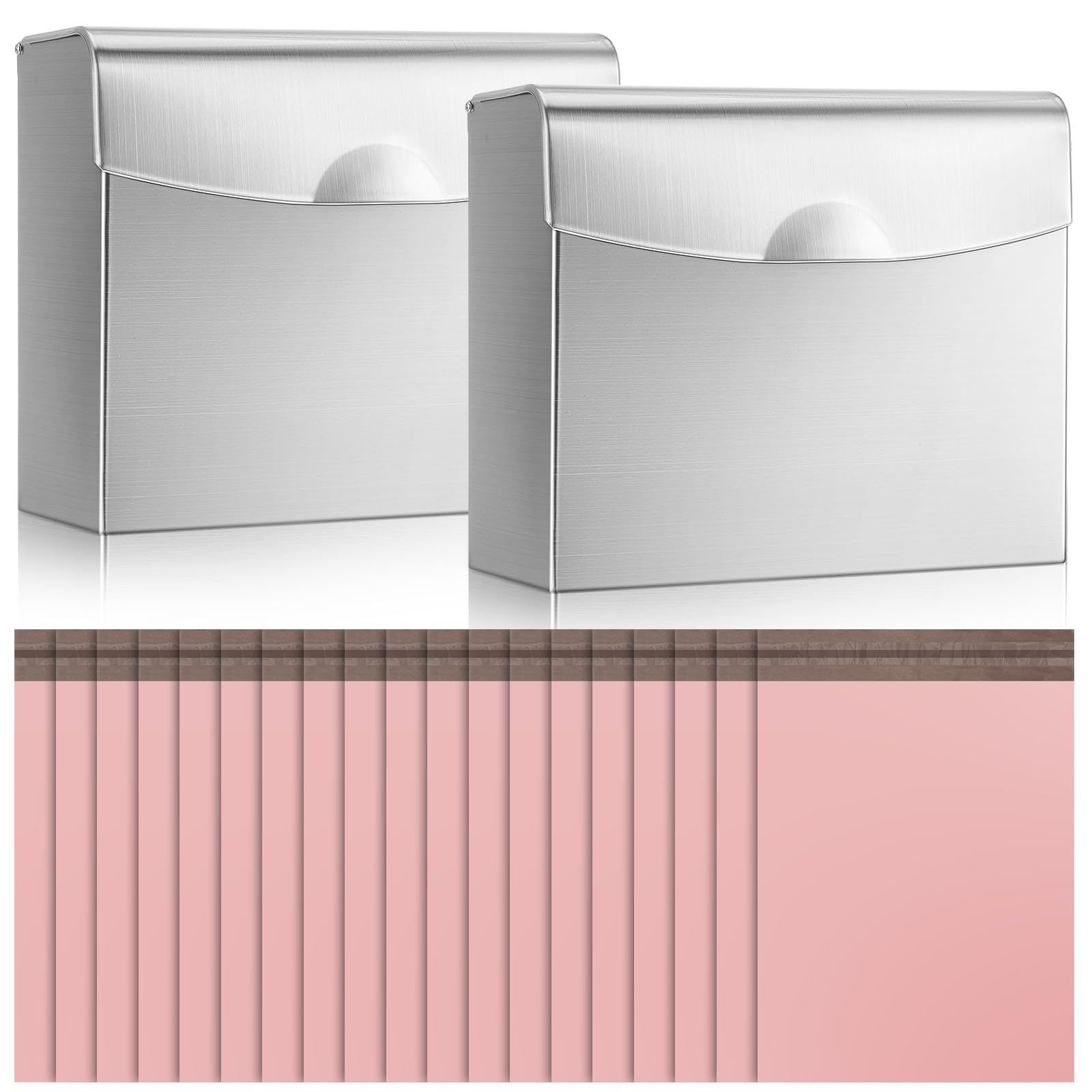 Tioncy 2Pcs Sanitary Napkin Disposal Receptacle with 200Pcs Pink Feminine Hygiene Disposal Bag