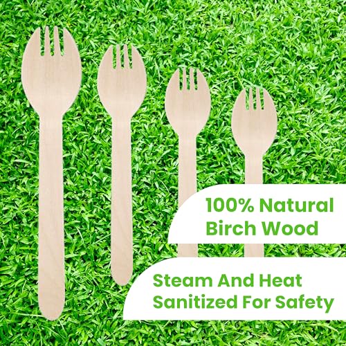 [100 CT] 5.5" Disposable Wooden Sporks