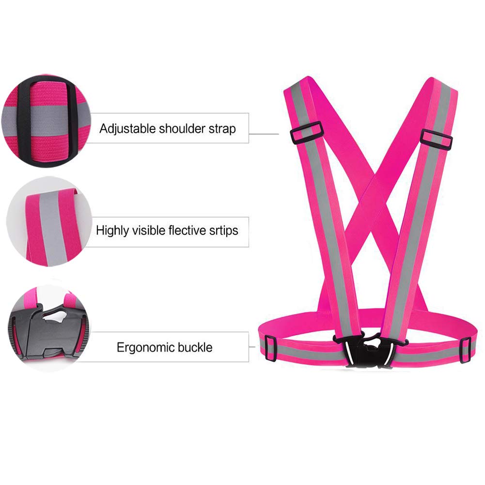 [2 Packs] Hi-Vis Adjustable Safety Sash Belts with Reflective Straps