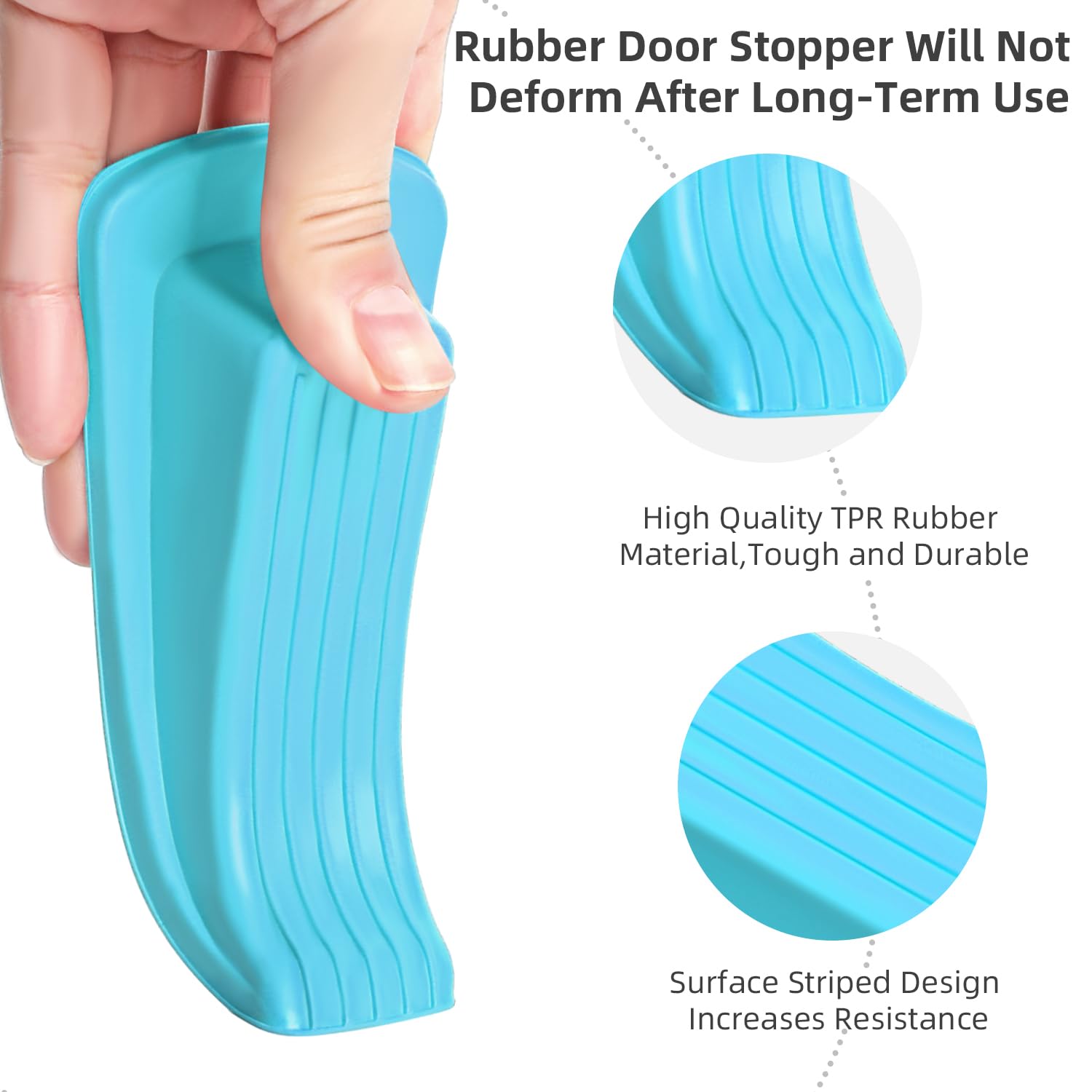 Door Stoppers, 4 Pack Premium Rubber Stoppers Wedge