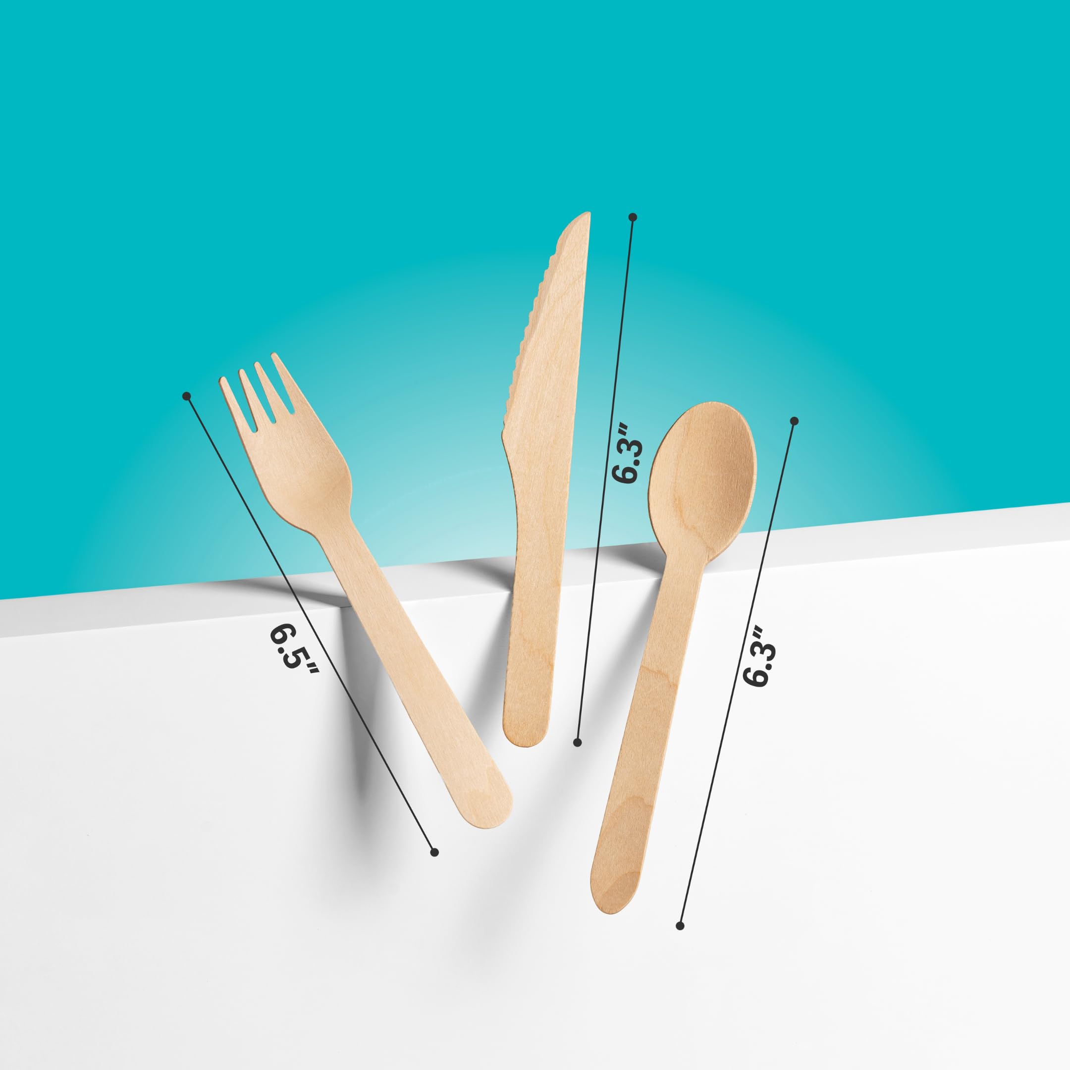 [300 PCS] 150 Forks, 100 Spoons, 50 Knives, Disposable Wooden Cutlery Set