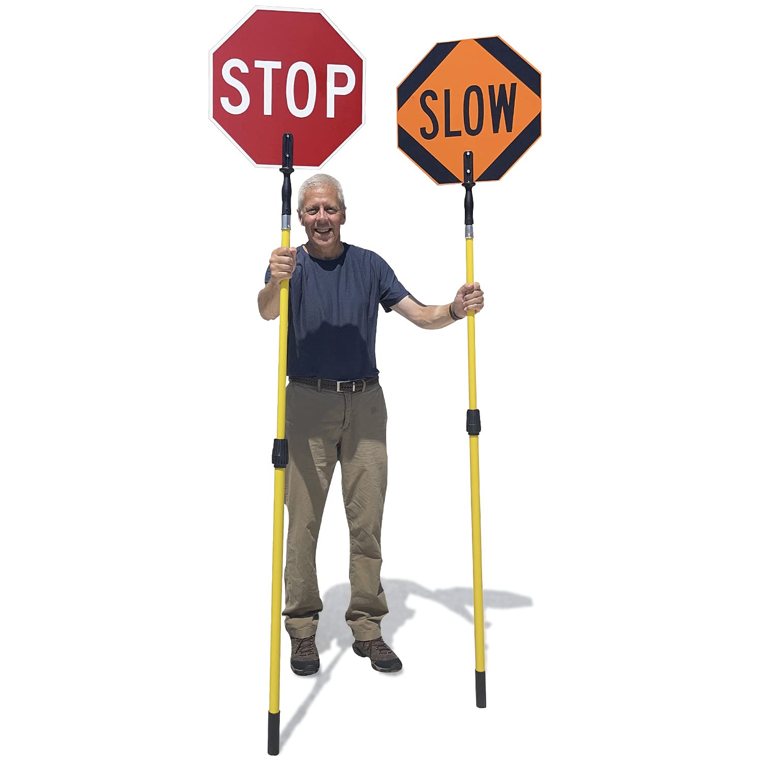[2 PCS] STOP & SLOW Double Sided Signs