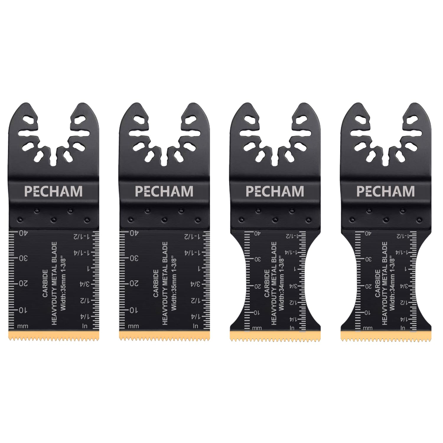 PECHAM 4 / 11/ 24 PCS Oscillating Multi Tool Saw Blades, Carbide Multitool Blades Heary Duty for Hard Material, Metal, Nails. Bolts. Screws (4)