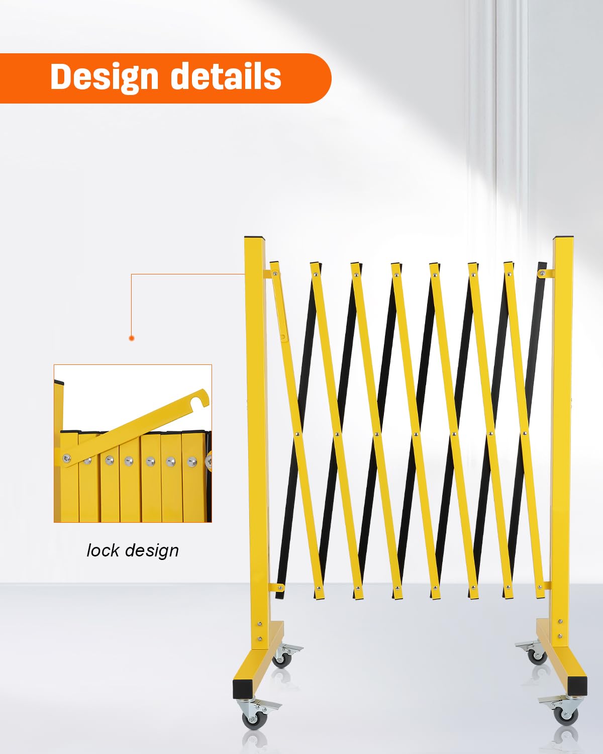 [1 PC] Industrial Expandable Metal Barricade with Wheels, Folding Security Gate