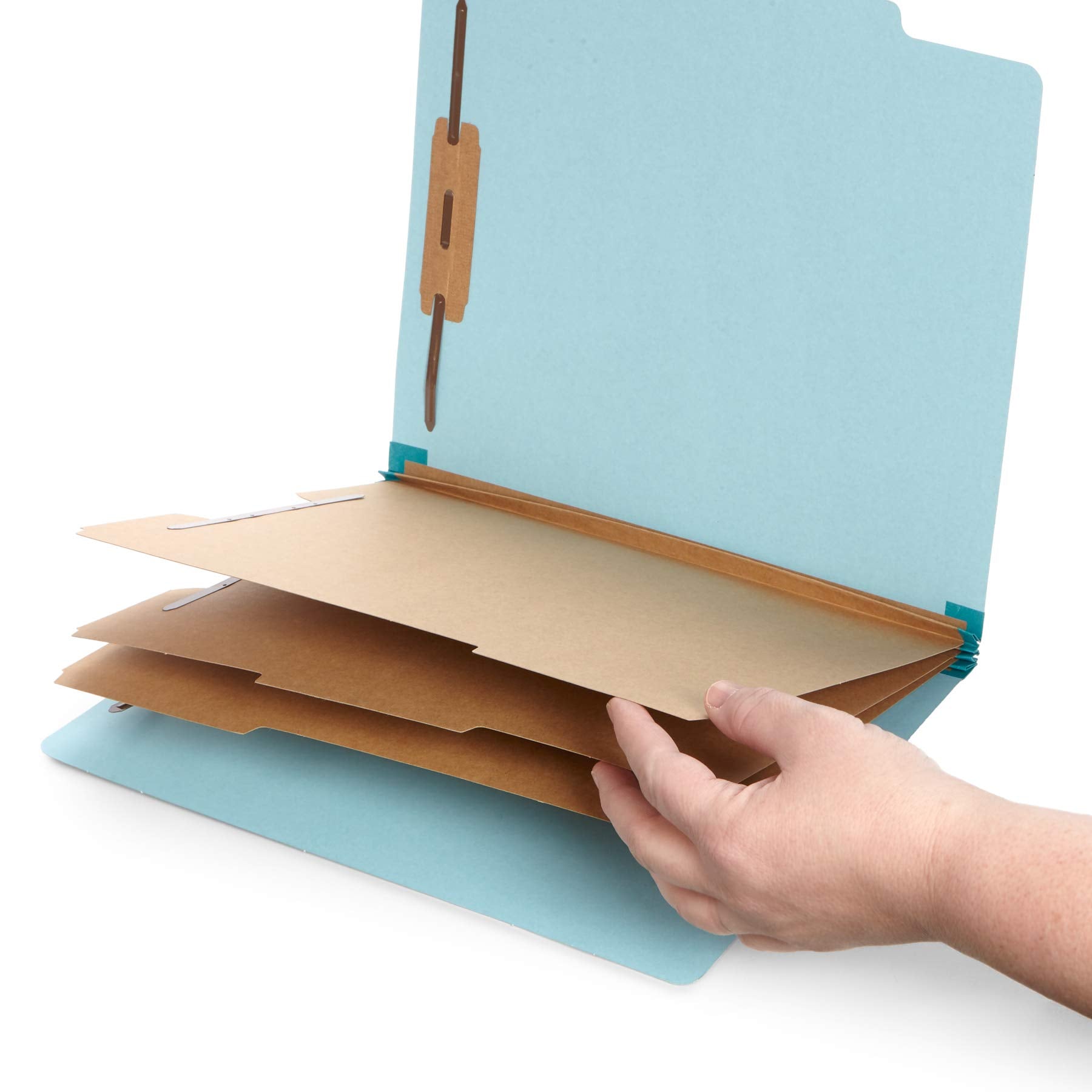 Blue Summit Supplies Light Blue Classification Folders, 3 Dividers, Letter Size with 2 Inch Tyvek Expansions, 8 Section , 10 Pack