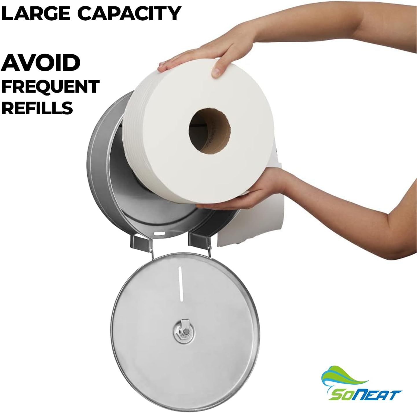 Jumbo Roll Toilet Paper Dispenser - Heavy Duty 304-Grade Stainless Steel