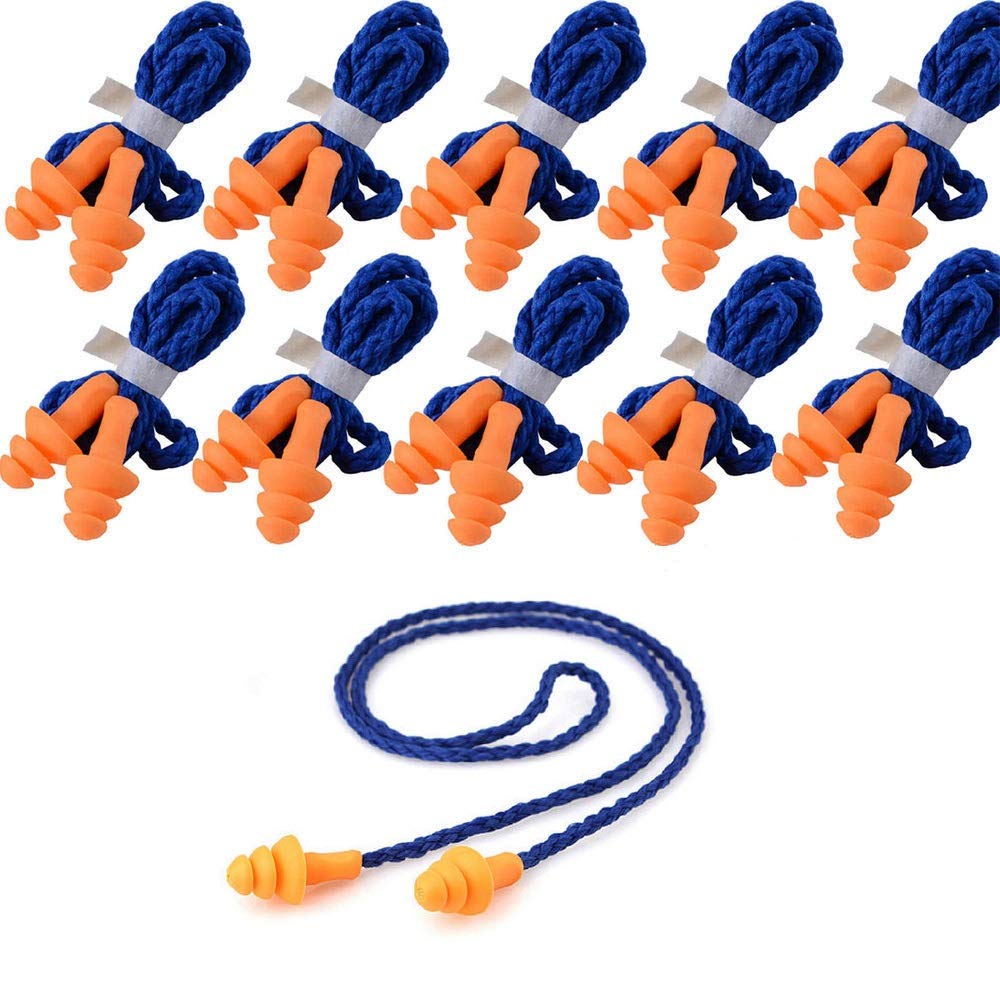 [10 / 50 Pairs] Corded Reusable Ear Plugs for Ear Protection