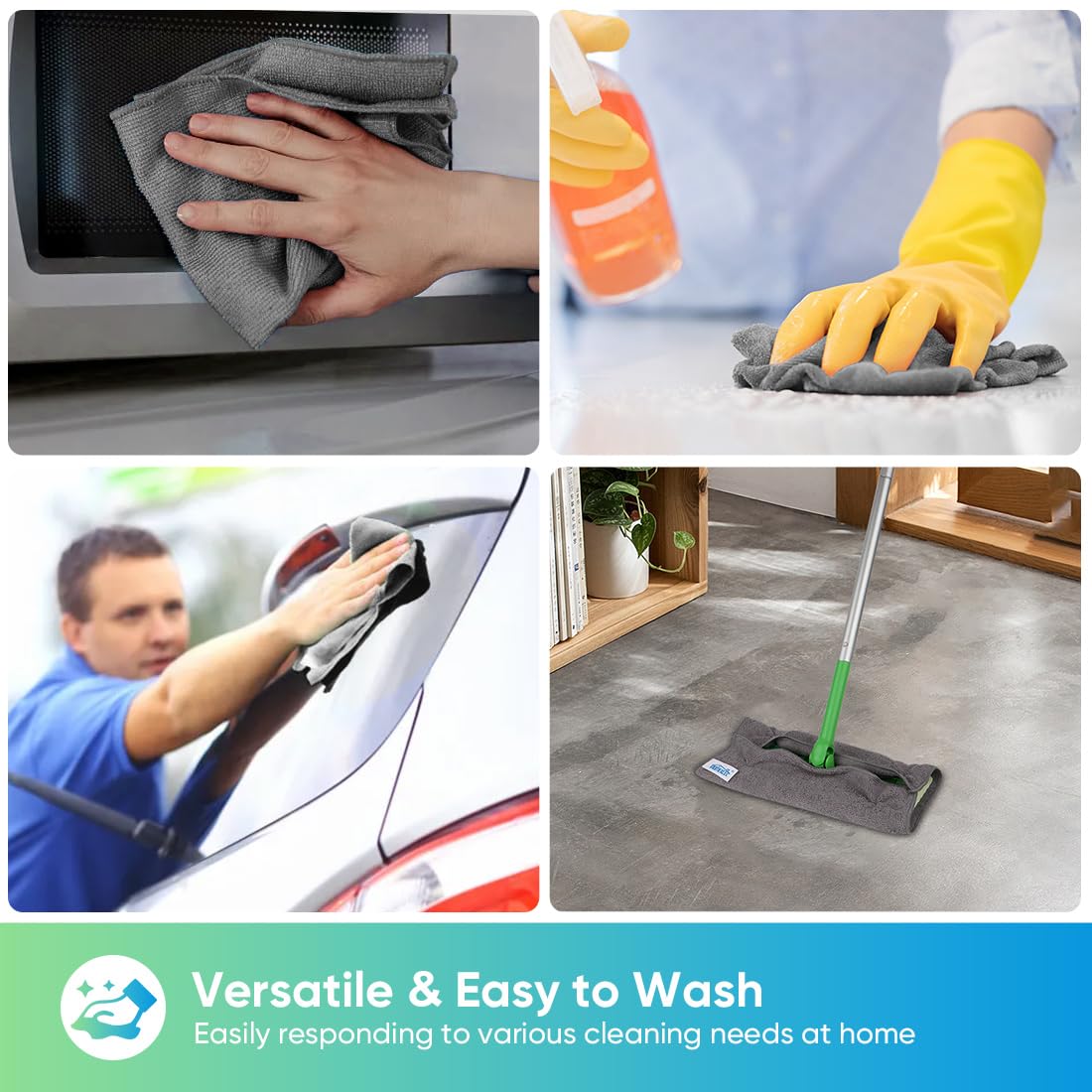 Microfiber Cleaning Cloth, 11.5X11.5 inch, 8/12/35/50/100 Pack