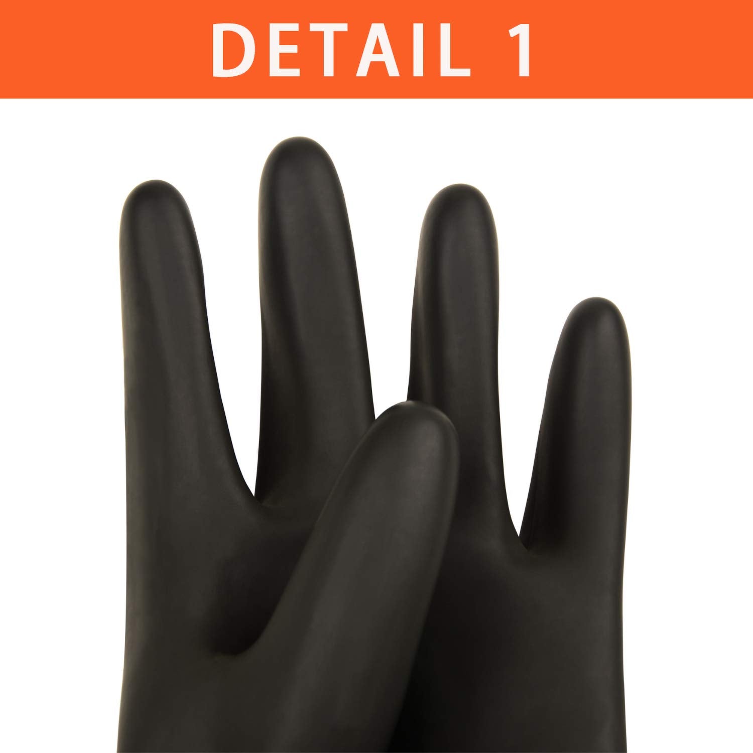 [1 Pair] Heavy Duty Latex Gloves, Resist Strong Acid, Alkali and Oil