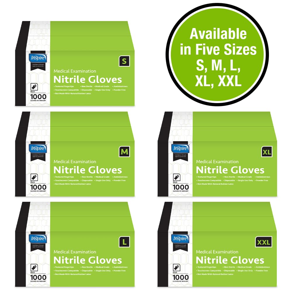 [1000 PCS] Black Nitrile Gloves, THE ORIGINAL Quality Black Gloves Disposable Latex Free