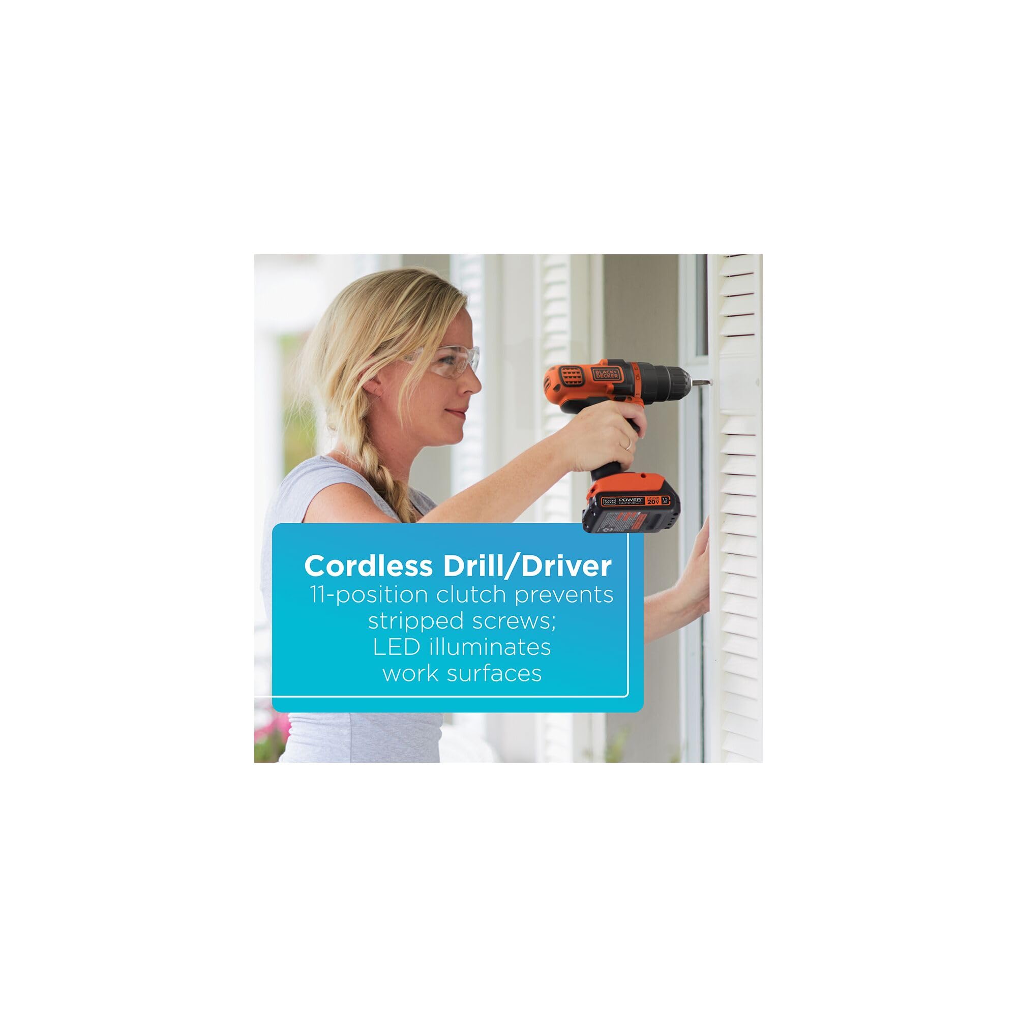 BLACK+DECKER 20V MAX Power Tool Combo Kit, 4-Tool Cordless Power Tool Set with 2 Batteries and Charger (BD4KITCDCRL)