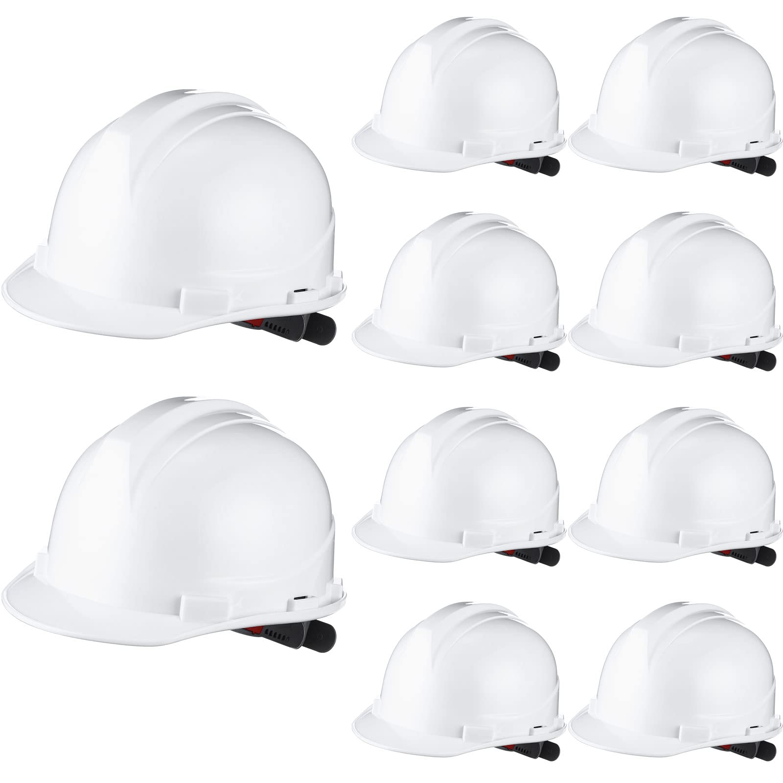 [10 Pcs] Suspension Hard Hat for Construction, Ratchet Cap Style w/ Self Adjusting Straps for Man & Woman