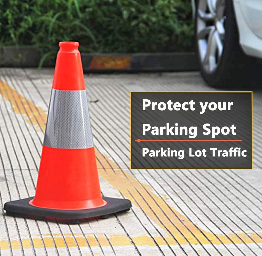 [5 / 8 Packs] PVC Traffic Cones, Black Base Construction Safety Cones