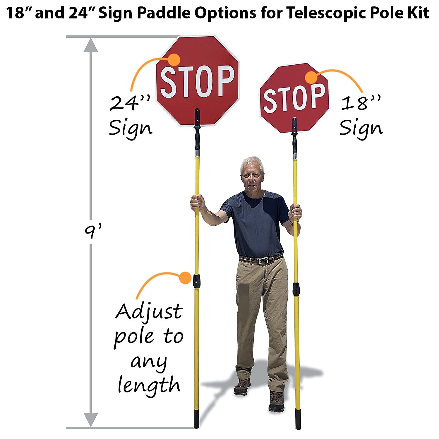 [2 PCS] STOP & SLOW Double Sided Signs