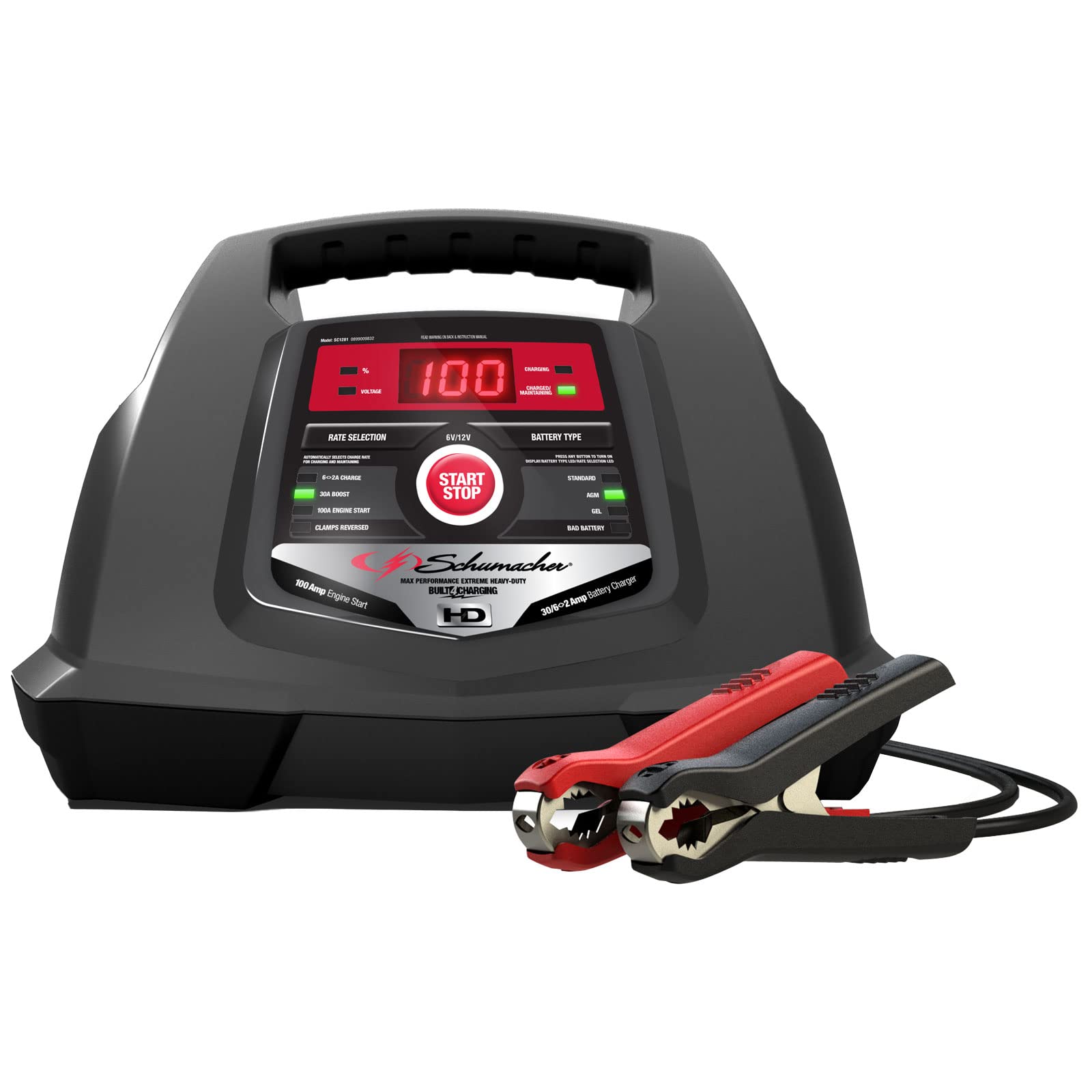 Electric SC1281 Fully Automatic Battery Charger and Jump Starter, 100 Cranking Amps, 30-Amp Boost Mode