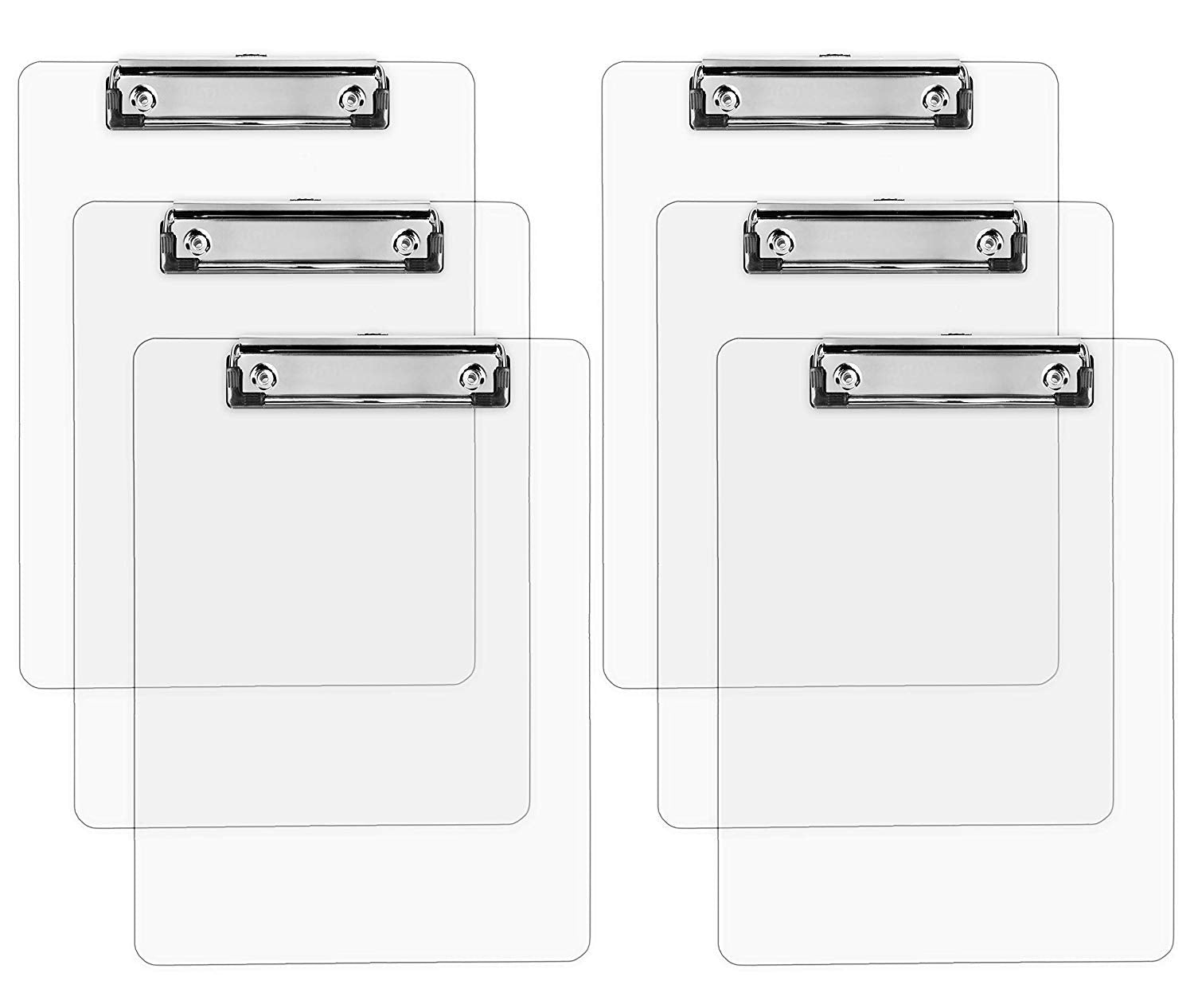Plastic Clipboards (Set of 6 or 12) Transparent Clipboard (Clear) Strong 12.5 x 9 Inch
