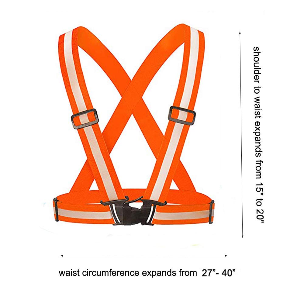 [2 Packs] Hi-Vis Adjustable Safety Sash Belts with Reflective Straps