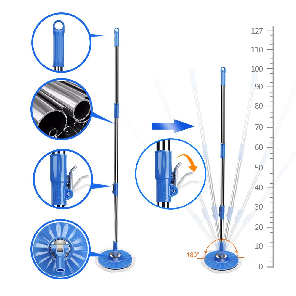 Masthome Mop Bucket with Wringer Set, 5 Extra Microfiber Mop Refills