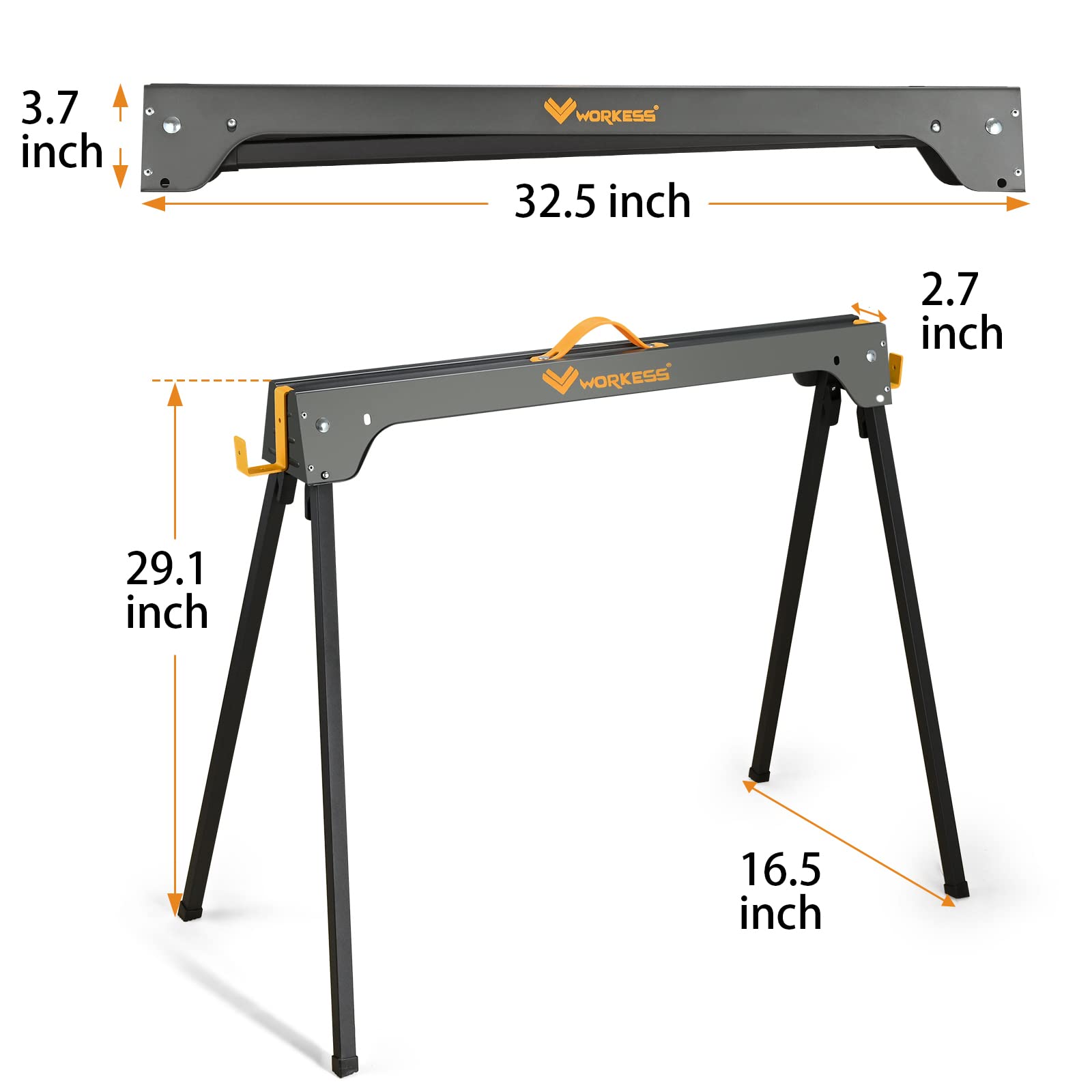 Saw Horses 2 Pack, Heavy Duty Folding Portable Saw Horses Table 2200 Lbs Load Capacity