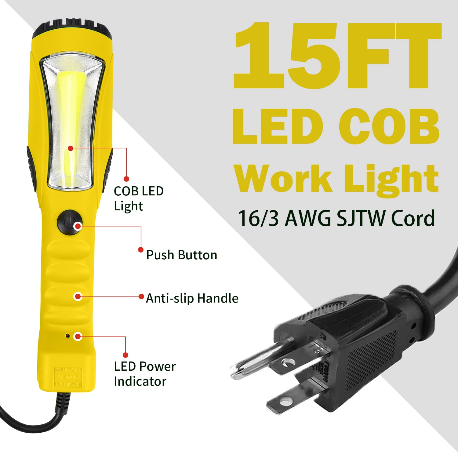 EP 25 Ft LED Work Light, 1200 Lumen COB LED Trouble Light