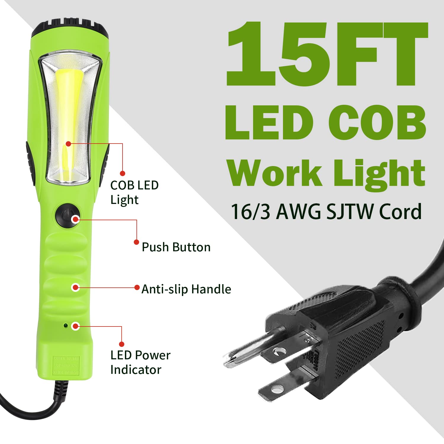 EP 25 Ft LED Work Light, 1200 Lumen COB LED Trouble Light