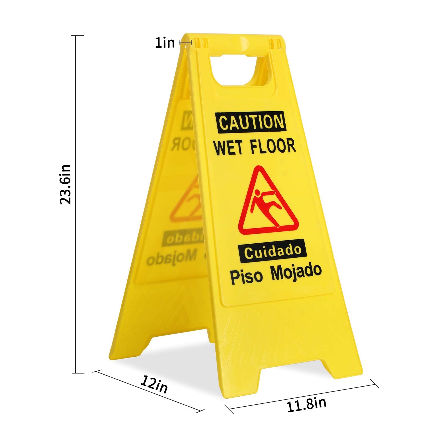 Foldable Sturdy Bilingual Safety Warning Wet Floor Sign - 2/4/6 Pack