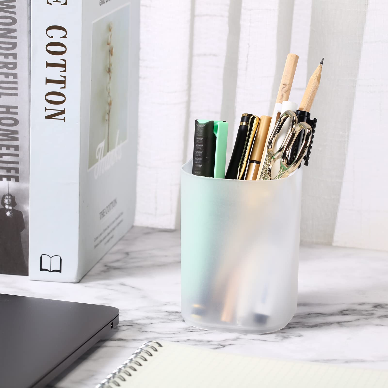 24 Pcs Translucent White Plastic Pen Holder Bulk