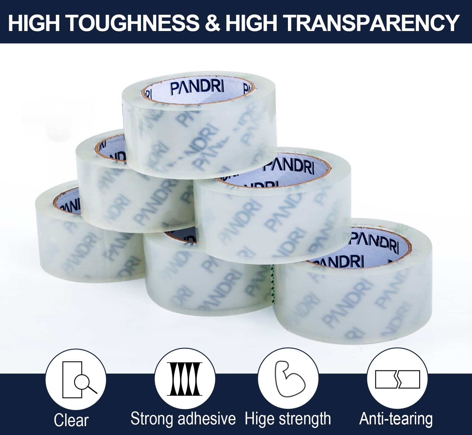 36 Rolls Heavy Duty Packaging Tape - 1.88 in & 2 in Wide, 65 Yards Per Roll, Total 2340 Yards